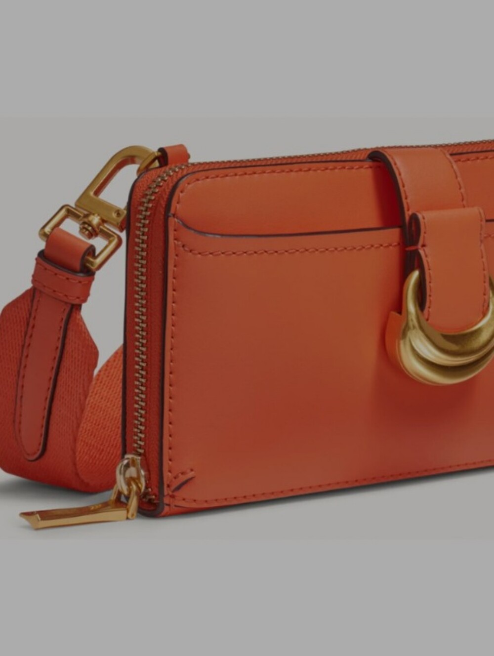 Donna Karan Orange Leather Crossbody/Clutch Vally Stream NWT - Picture 3 of 8
